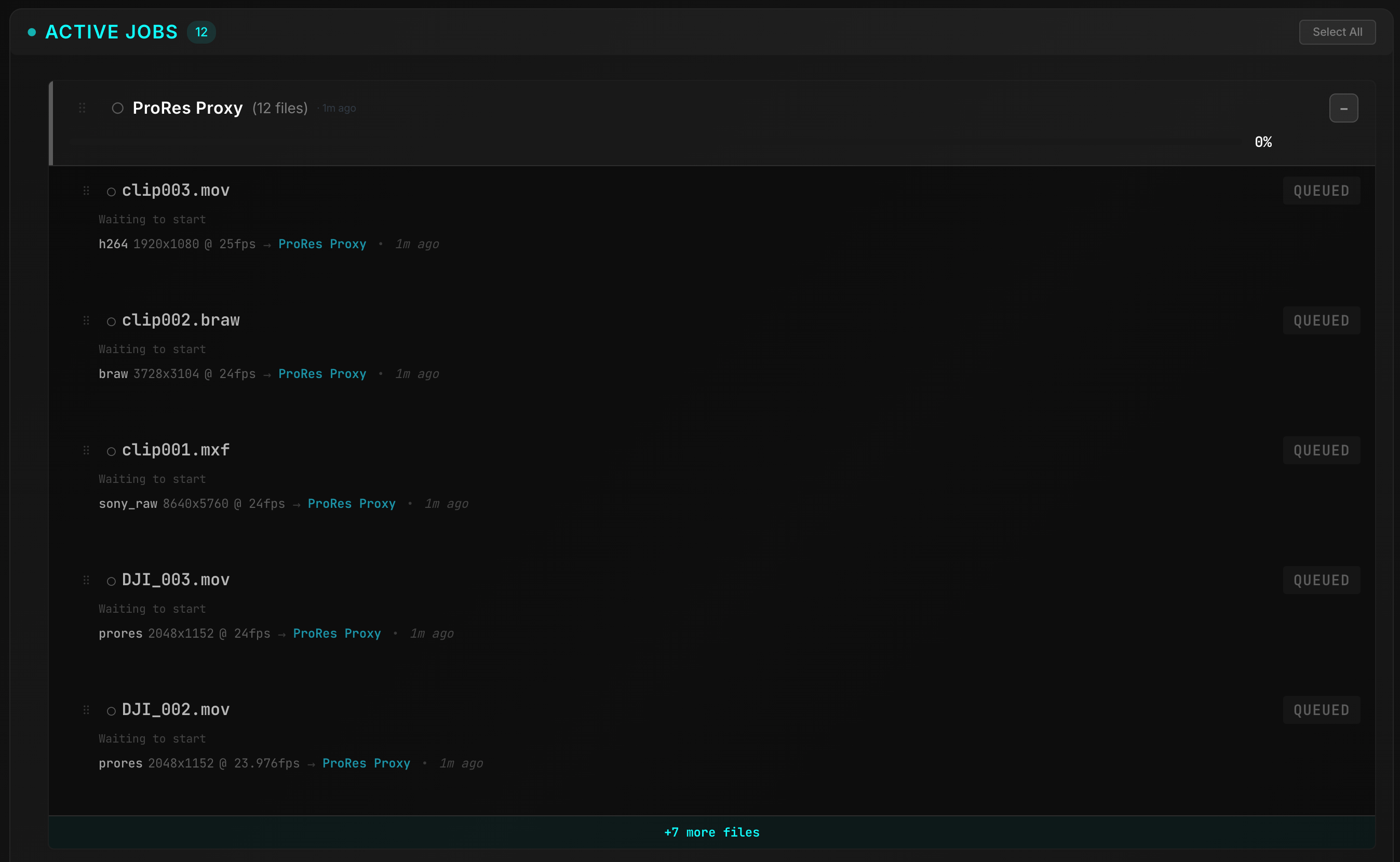 Forge job queue — status-led, with clear failures and a local record
